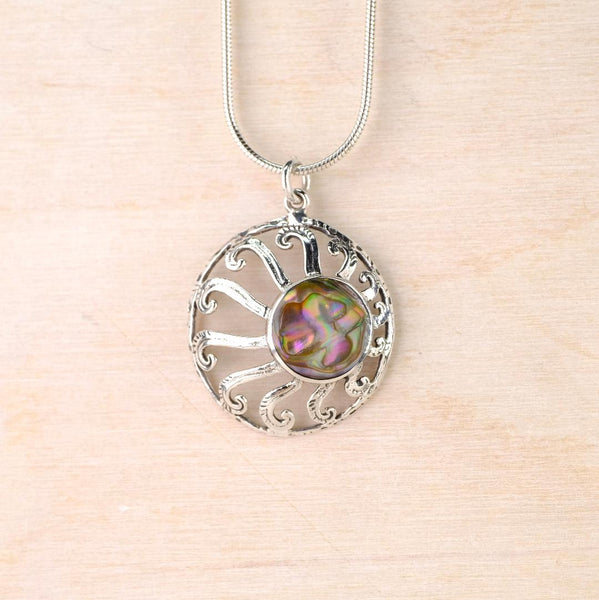 Sterling Silver and Abalone  Organic Style Pendant.