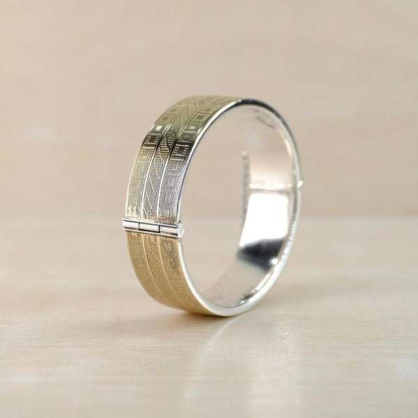 Vintage Gold on Silver Bangle Bracelet Circa 1930.