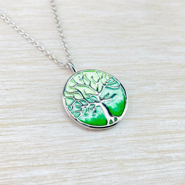 Sterling Silver and Enamel Green 'Tree of Life'  Pendant by Nicole Barr.