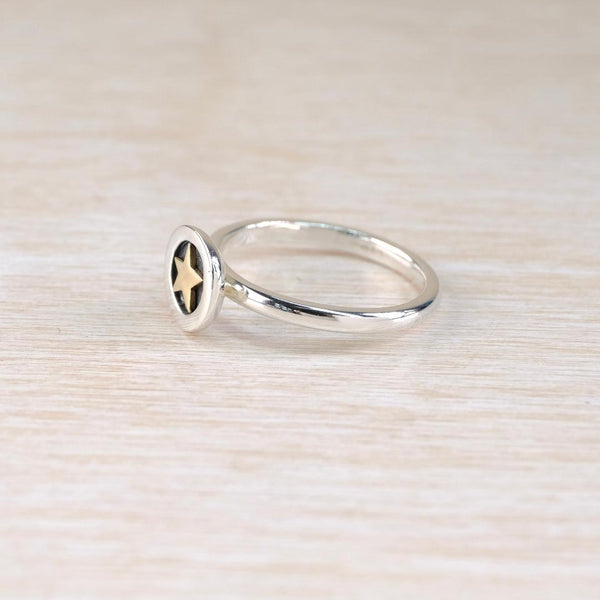 Silver and 9 ct Gold Star Ring by Linda Macdonald.
