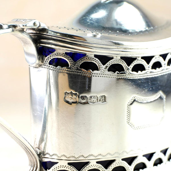 Antique Silver Condiment Pot with Glass Liner, Hallmarked Sheffield 1921.