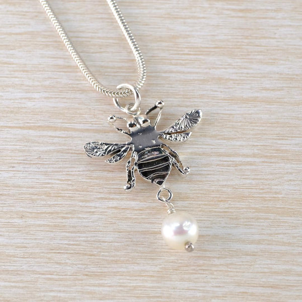 "Bee Mine" Sterling Silver and Pearl Pendant.