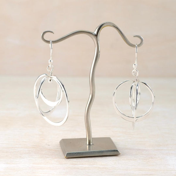 Sterling Silver Circles Mobile Drop Earrings.