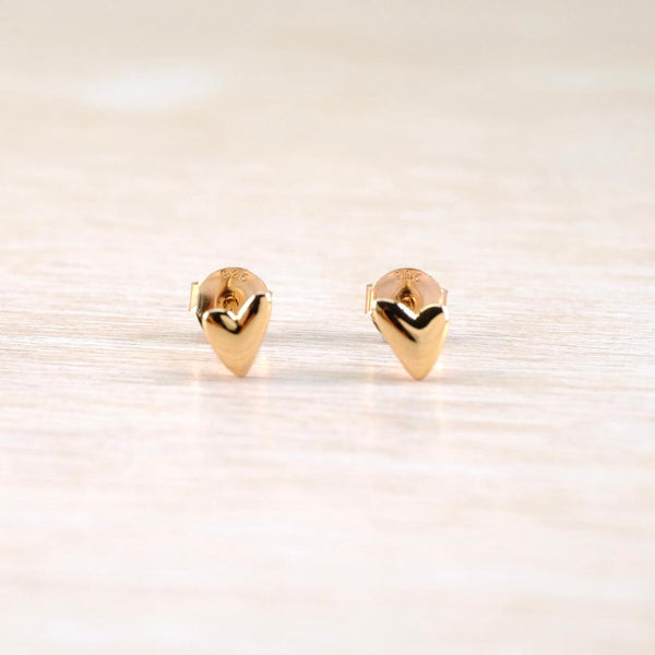 Rose-Gold Plated Heart Stud Earrings.