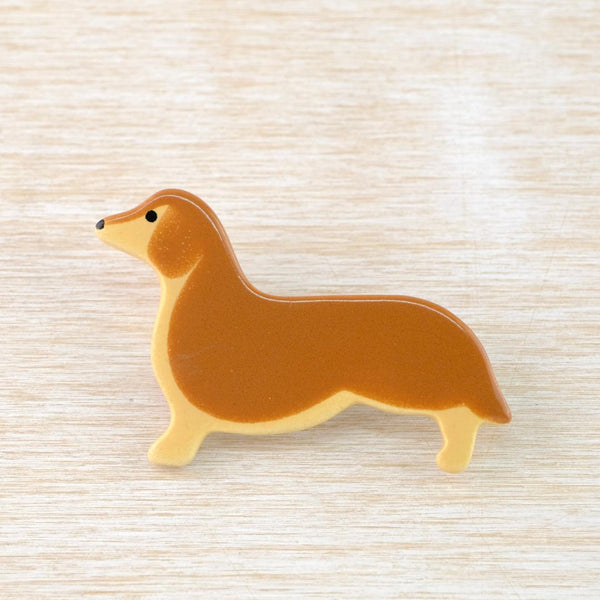 Ceramic Dachshund Brooch.