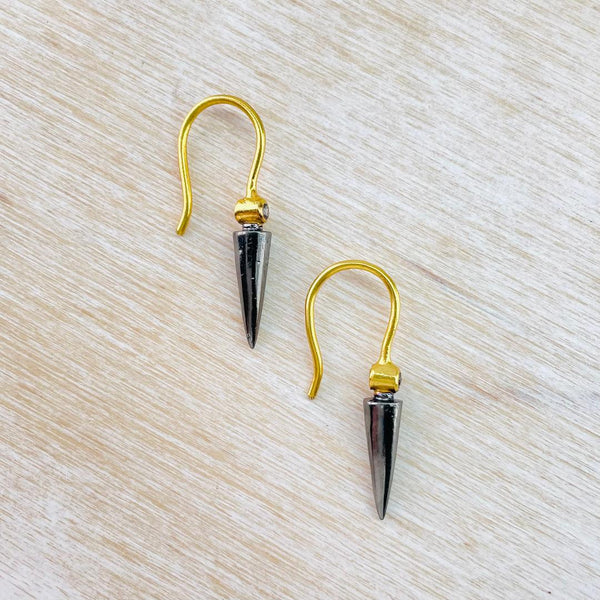 Oxidised Silver and Gold Plated Earrings with Diamonds by JB Designs.