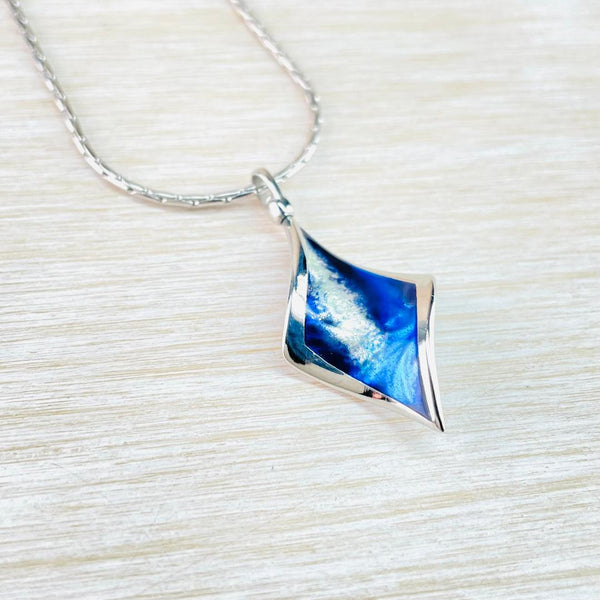 Sterling Silver and Enamel 'Blue Aurora' Pendant by Nicole Barr.