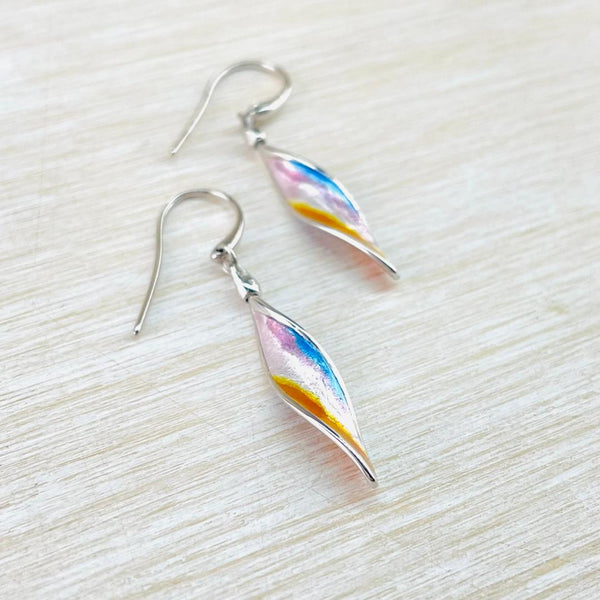 Sterling Silver and Enamel 'Sunset Aurora' Earrings by Nicole Barr.