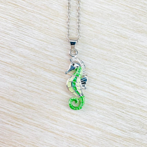 Sterling Silver and Enamel Seahorse Pendant by Nicole Barr.