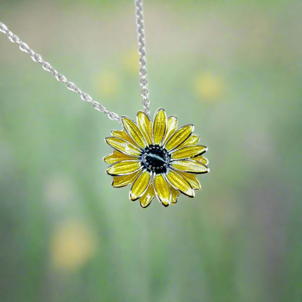 Sterling Silver and Enamel 'Black-Eyed Susan' Pendant by Nicole Barr.