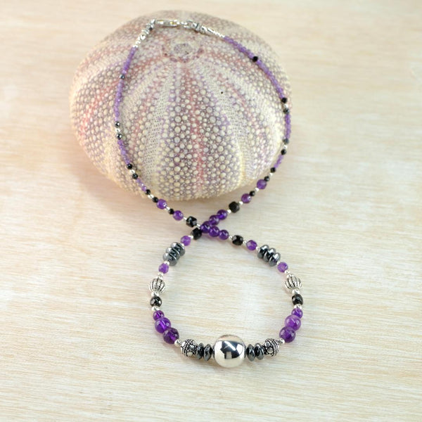 Alluring in Amethyst, Gemstone and Silver Necklace by Emily Merrix.