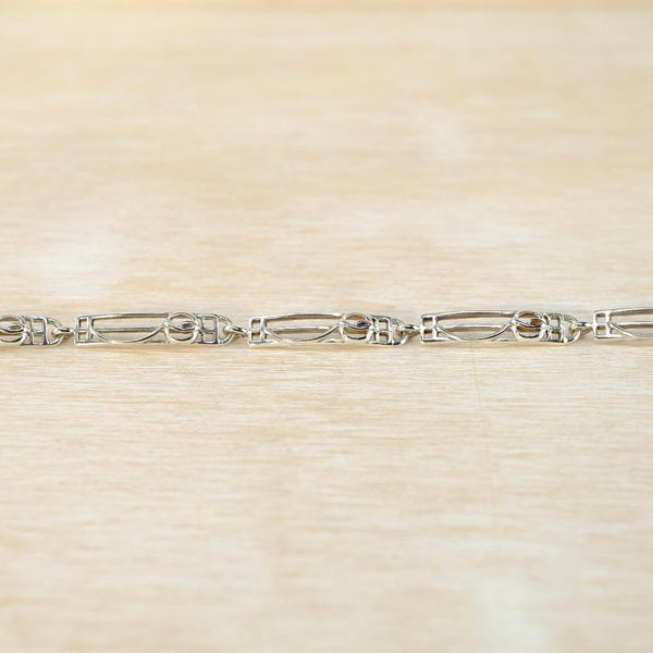 Vintage Silver Link Bracelet with Charles Rennie Mackintosh Style Design.