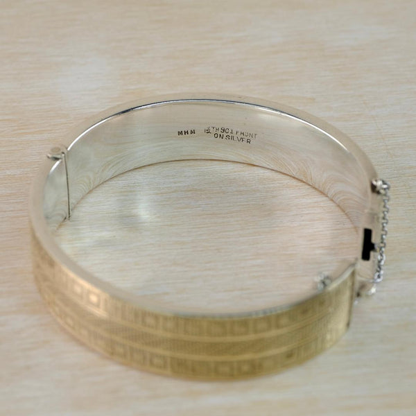 Vintage Gold on Silver Bangle Bracelet Circa 1930.