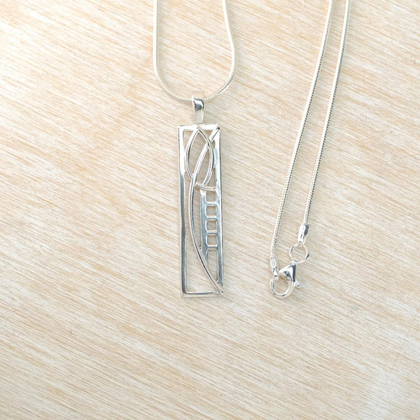 Vintage Sterling Silver Pendant Inspired by Charles Rennie Mackintosh.