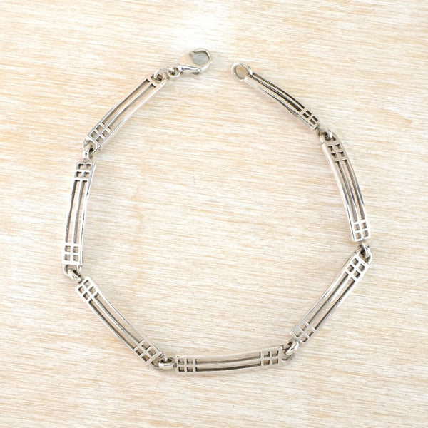Mackintosh Style Vintage Sterling Silver Link Bracelet.