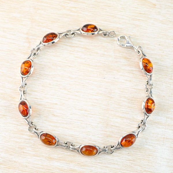 Sterling Silver and Amber Bracelet.