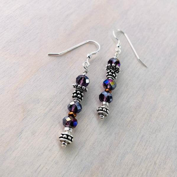 Sterling Silver and Crystal Beaded Earrings by Emily Merrix.