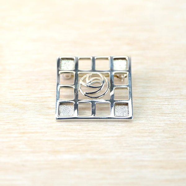 Vintage Square Sterling Silver Charles Rennie Mackintosh Inspired Brooch.