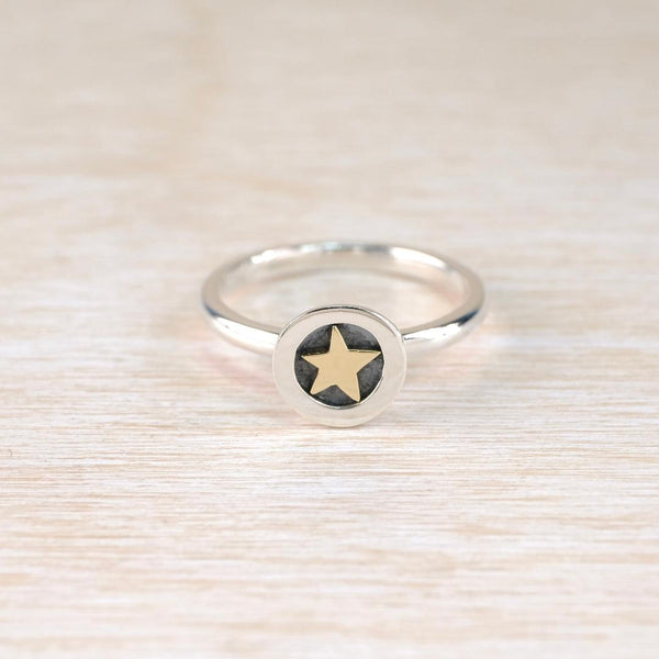 Silver and 9 ct Gold Star Ring by Linda Macdonald.