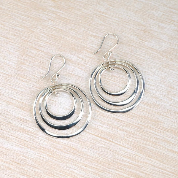 Sterling Silver Circles Mobile Drop Earrings.