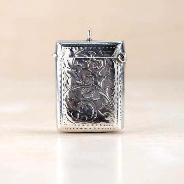Antique Sterling Silver Vesta Case, Hallmarked Birmingham 1907.