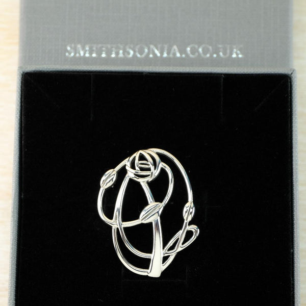 Oval Vintage Sterling Silver Charles Rennie Mackintosh Inspired Brooch.