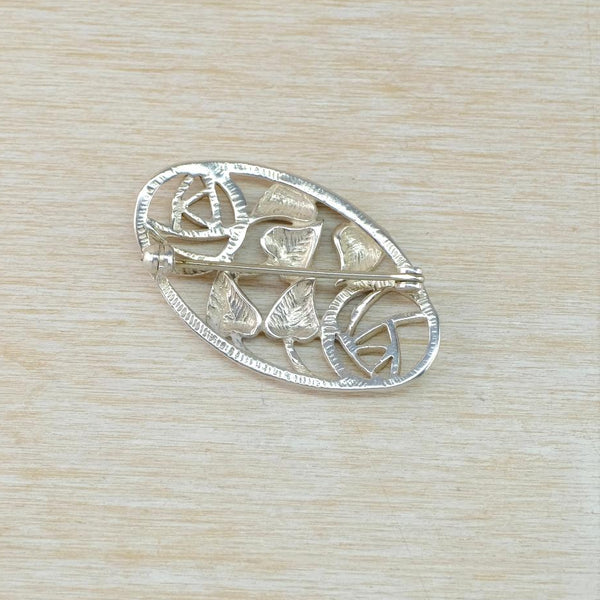 Oval Vintage Sterling Silver Brooch Inspired by Charles Rennie Mackintosh.