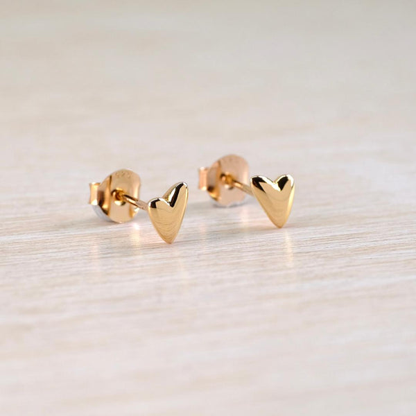 Rose-Gold Plated Heart Stud Earrings.