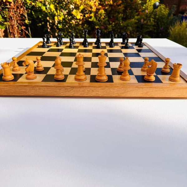Vintage Staunton Wooden Chess Set with Handmade Board.