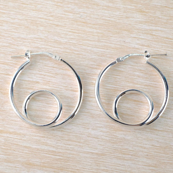 Sterling Silver Double Circle Hoop Earrings by JB Designs.