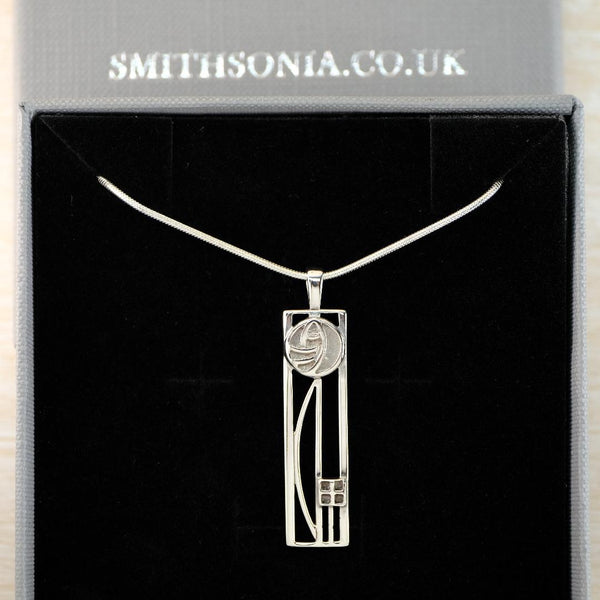 Vintage Sterling Silver Pendant Inspired by Charles Rennie Mackintosh.