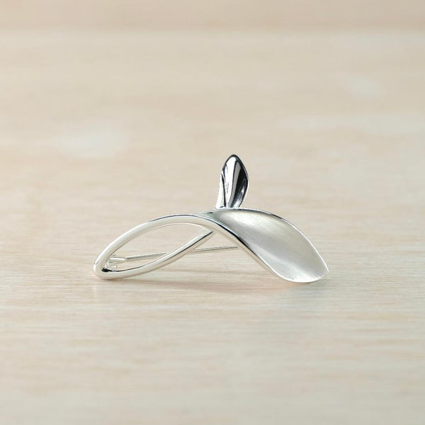 Matt and Polished Sterling Silver "Leaves" Brooch.