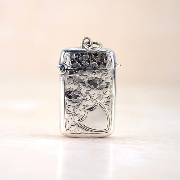 Antique Sterling Silver Vesta Case, Hallmarked Birmingham 1904.