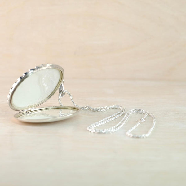 Vintage Sterling SIlver Large Oval Locket Pendant, Hallmarked Birmingham, 1978