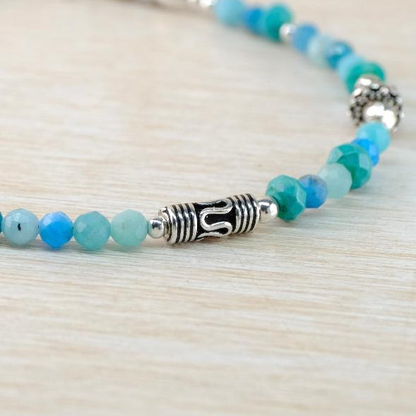 Gemstone and Silver Bead Bracelet with Turquoise by Emily Merrix.