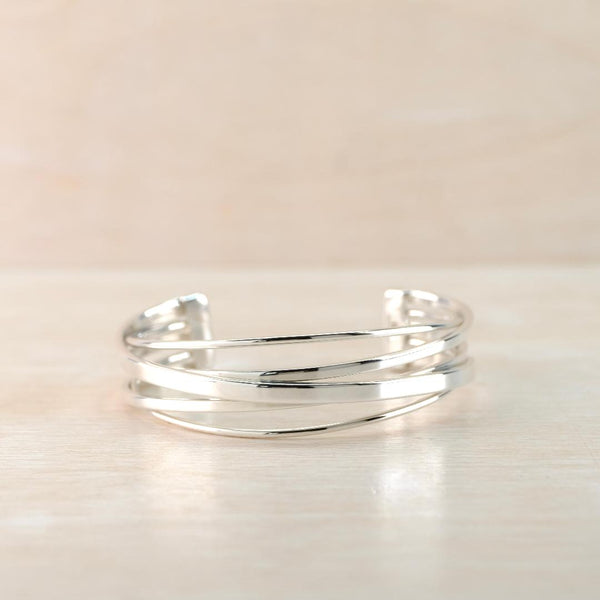 Vintage Hallmarked Sterling Silver Multi-Strand Cuff Bangle.