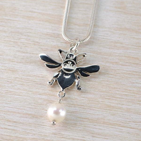 "Bee Mine" Sterling Silver and Pearl Pendant.