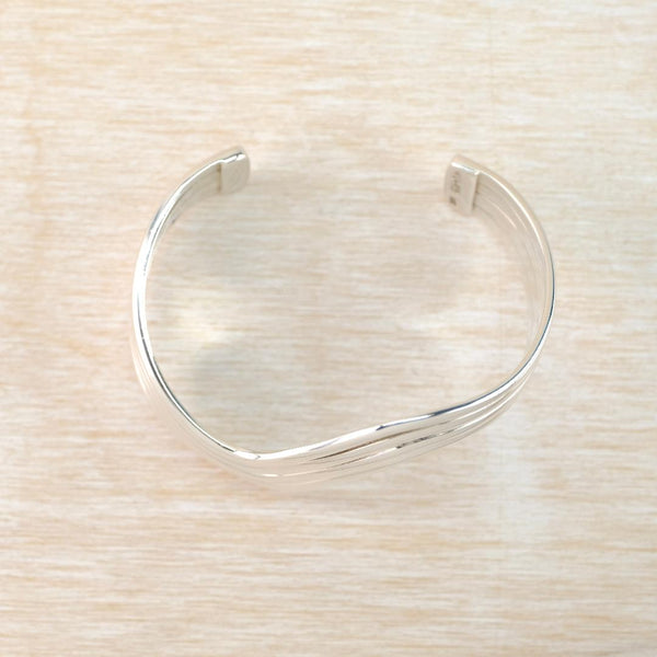 Vintage Hallmarked Sterling Silver Cuff Bangle Bracelet.