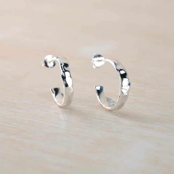 Hammered Sterling Silver Half Hoop Earrings by JB Designs.