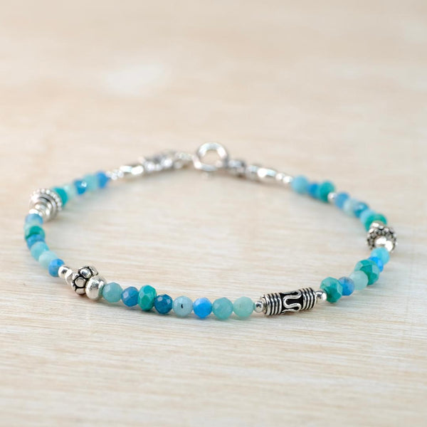 Gemstone and Silver Bead Bracelet with Turquoise by Emily Merrix.