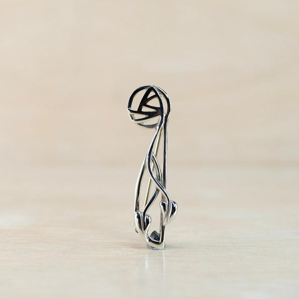 Vintage Sterling Silver Rose Brooch Inspired by Charles Rennie Mackintosh.