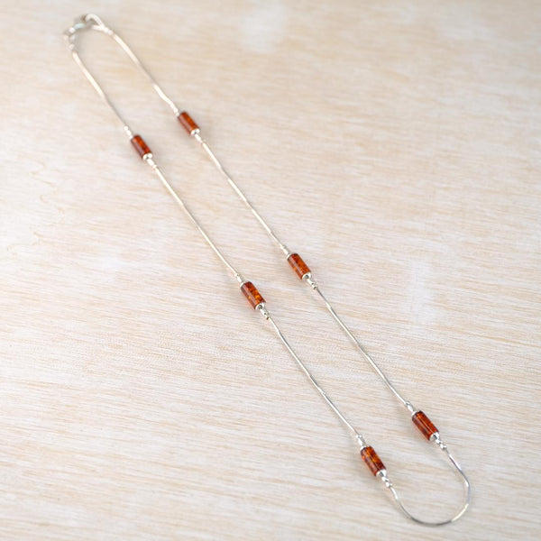Sterling Silver and Amber Necklace.