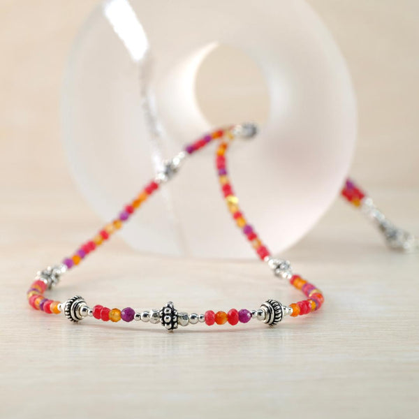 Gemstone and Sterling Silver Necklace with Carnelian by Emily Merrix.