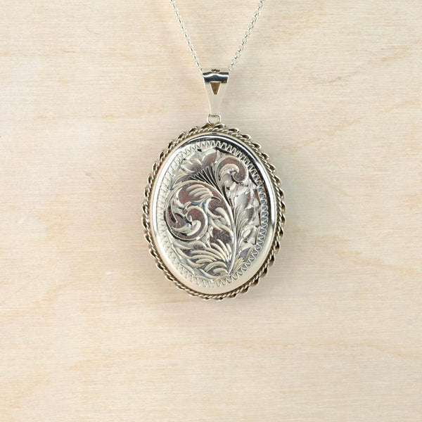 Vintage Sterling Silver Oval Locket Pendant, Hallmarked Birmingham, 1993