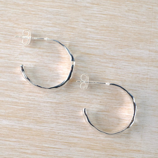 Hammered Sterling Silver Half Hoop Earrings by JB Designs.