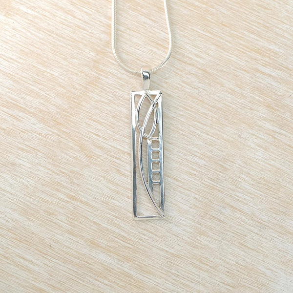 Vintage Sterling Silver Pendant Inspired by Charles Rennie Mackintosh.