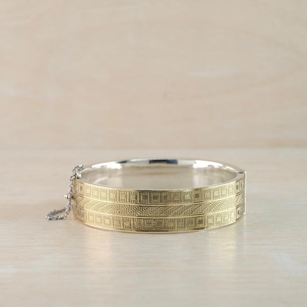 Vintage Gold on Silver Bangle Bracelet Circa 1930.
