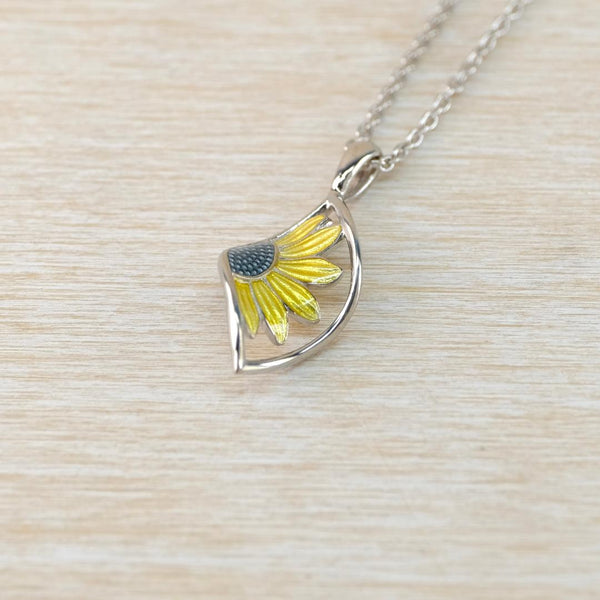 Sterling Silver and Enamel "Sunflower" Pendant by Nicole Barr.