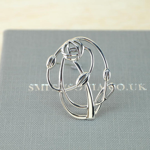 Oval Vintage Sterling Silver Charles Rennie Mackintosh Inspired Brooch.