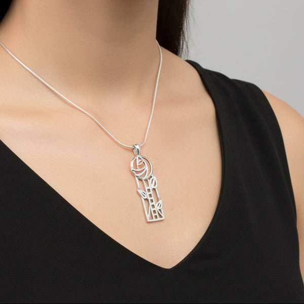 Vintage Sterling Silver Pendant Inspired by Charles Rennie Mackintosh.